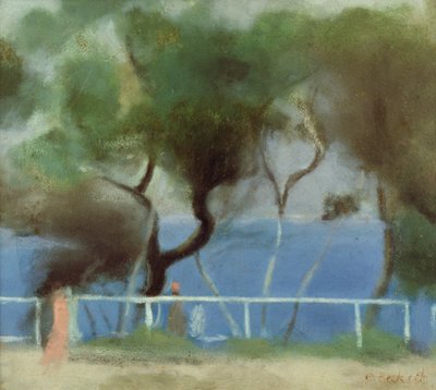 O Mar Azul, Beaumaris (óleo em papelão) de Clarice Beckett